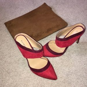 Express Size 8 Lightly Worn Slip on Red Pumps